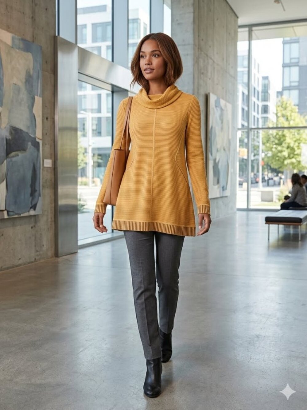 Anthropologie Maeve Size XS Marigold White Flared Sleeve Cowl Neck Tunic Top